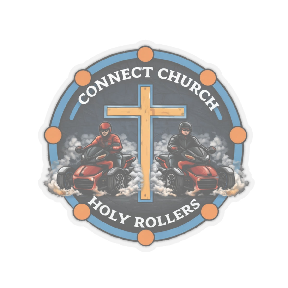 Holy Rollers Motorcycle Church Sticker Round
