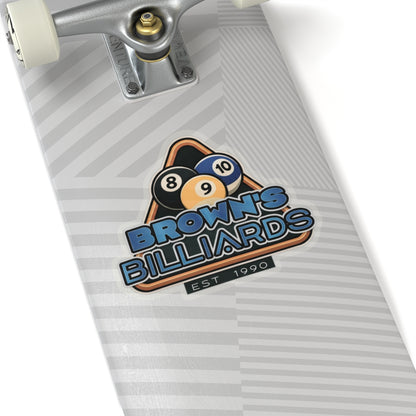 Billiards Logo Sticker — "Brown’s Billiards" Kiss-Cut Pool Ball Decal