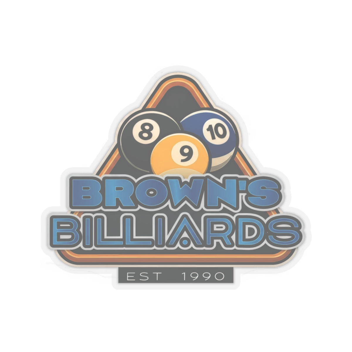 Billiards Logo Sticker — "Brown’s Billiards" Kiss-Cut Pool Ball Decal