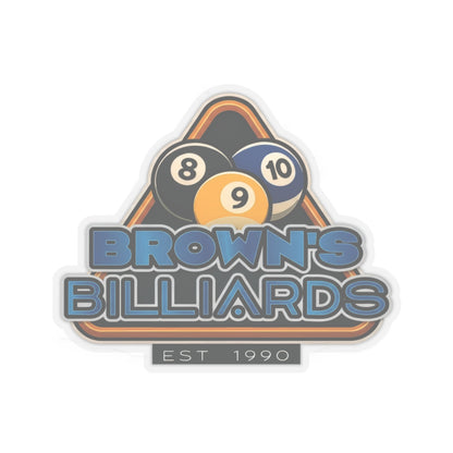 Billiards Logo Sticker — "Brown’s Billiards" Kiss-Cut Pool Ball Decal